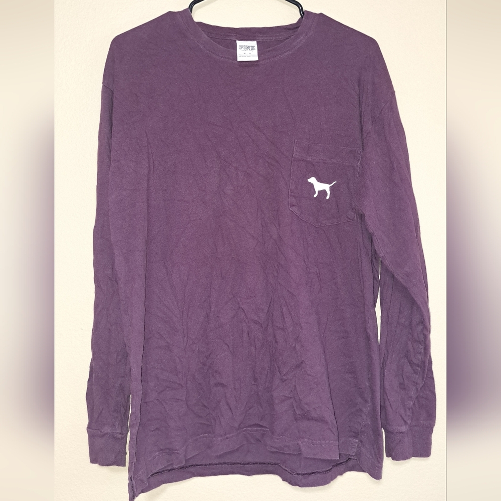 Purple Long Sleeve Shirt with PINK Logo